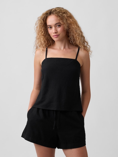 Linen-Blend Bias-Cut Top