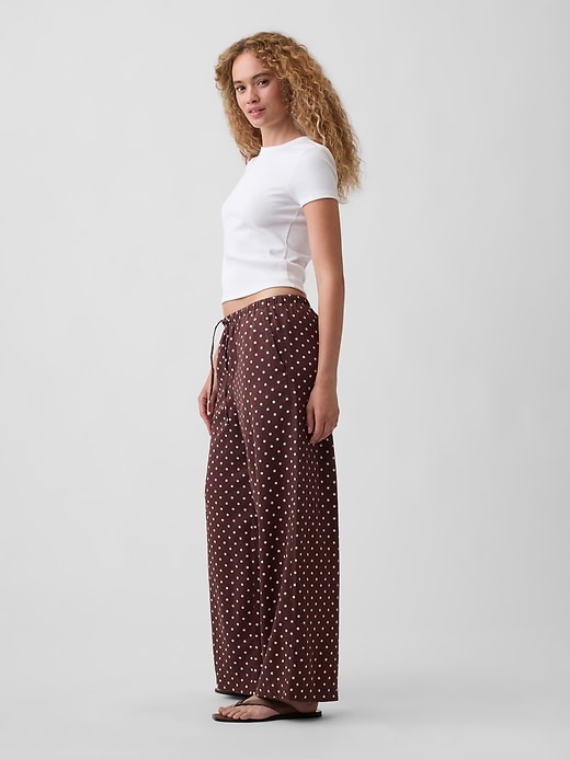 Image number 3 showing, Mid Rise Pull-On Wide-Leg Linen-Blend Pants