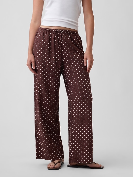 Image number 2 showing, Mid Rise Pull-On Wide-Leg Linen-Blend Pants
