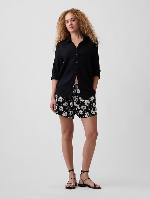 Image number 1 showing, 4" Pull-On Linen-Blend Shorts