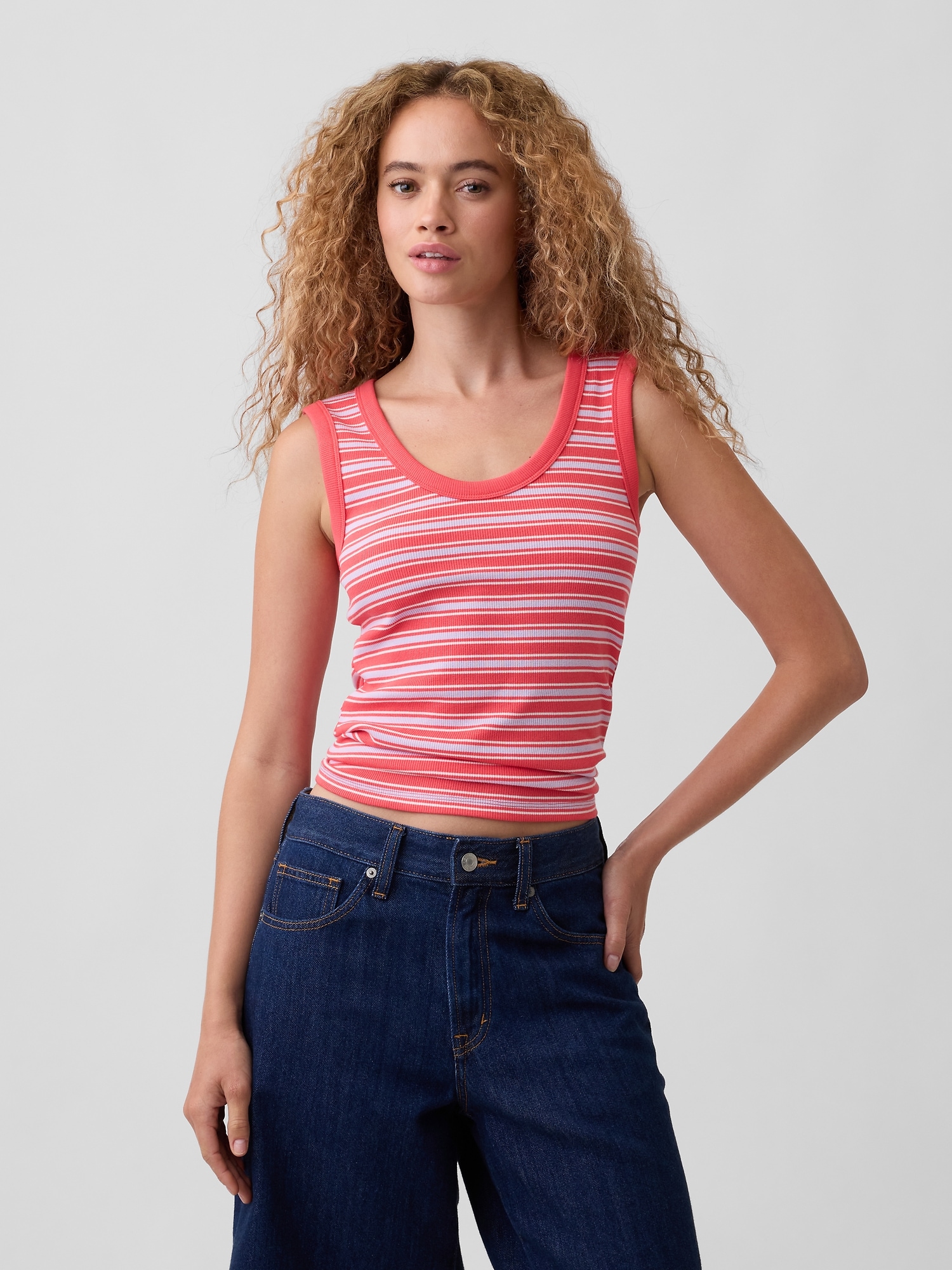 Ribbed Scoopneck Tank Top