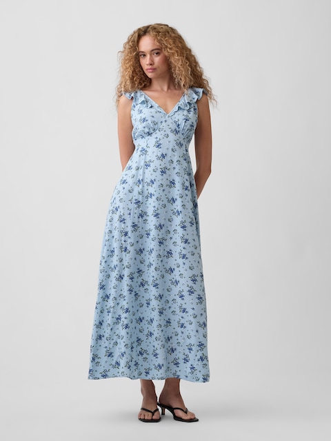 Ruffle V-Neck Maxi Dress