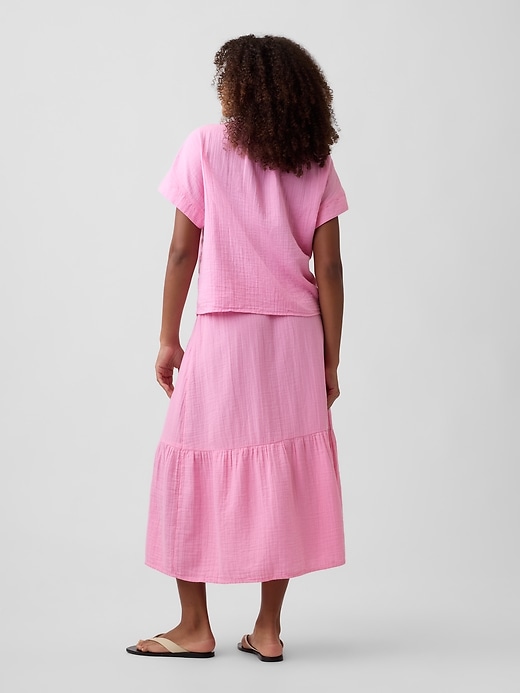 Image number 2 showing, Pull-On Gauze Midi Skirt