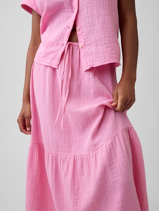 Image number 4 showing, Pull-On Gauze Midi Skirt