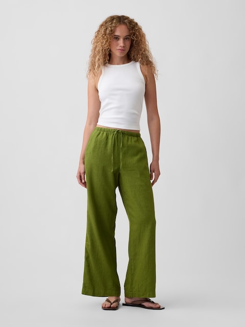 Relaxed Linen-Blend Wide-Leg Pants