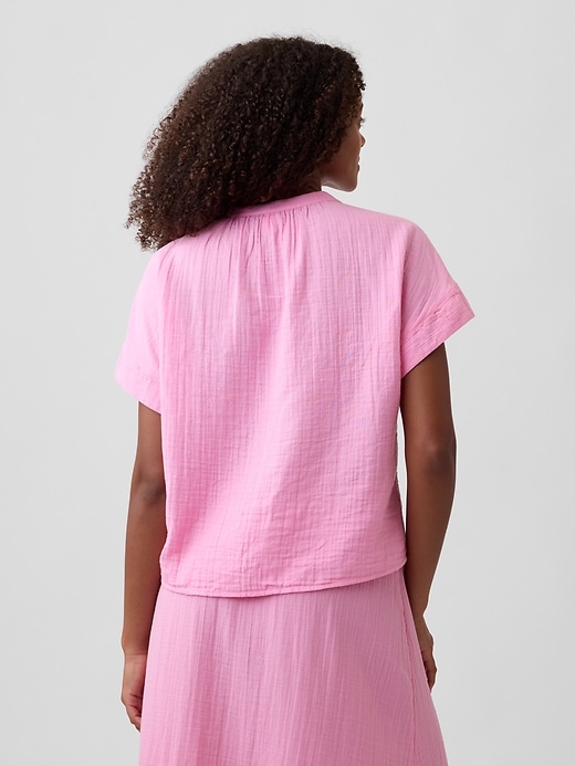 Relaxed Button-Up Gauze Top | Gap Factory