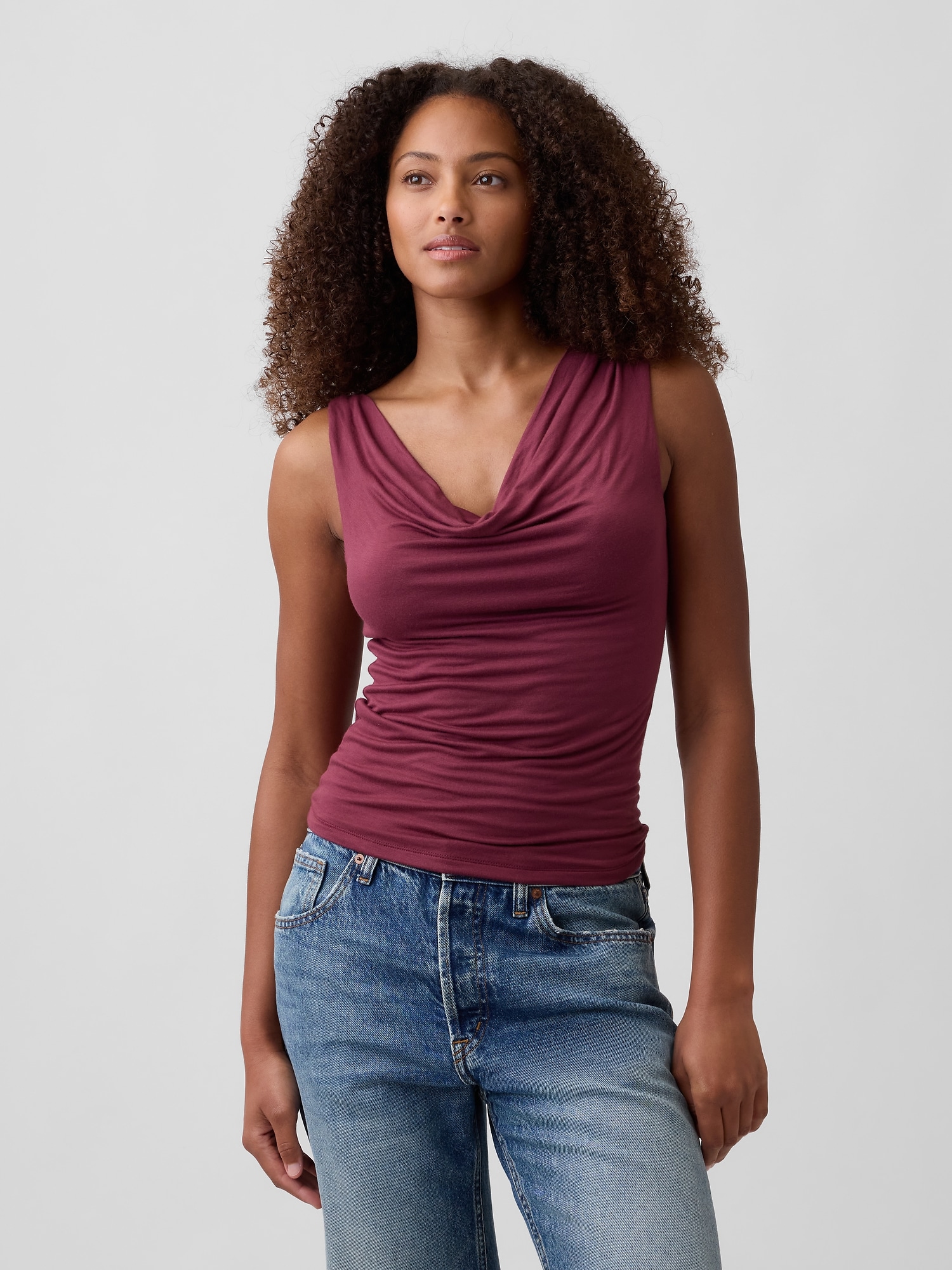 Sleeveless Cowl-Neck Top