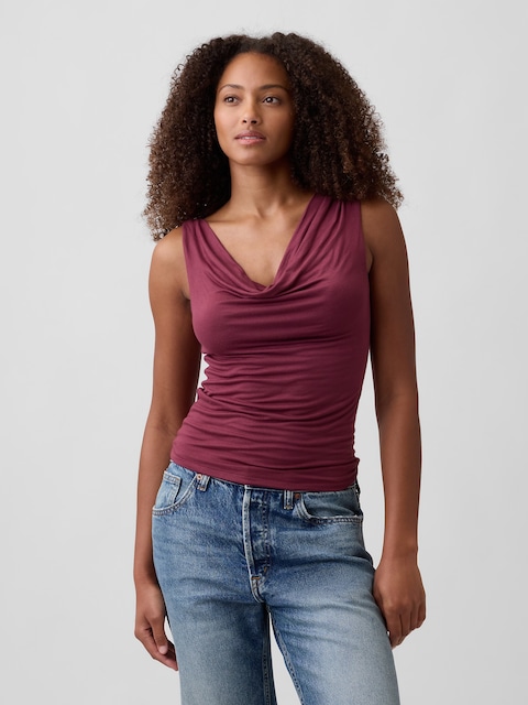 Sleeveless Cowl-Neck Top