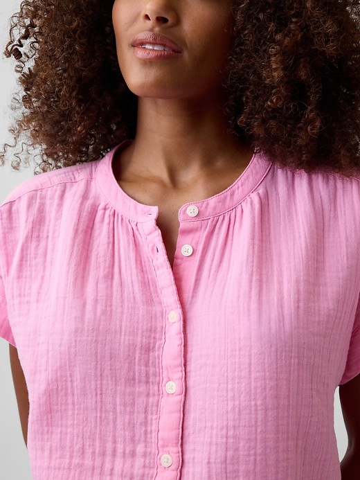 Relaxed Button-Up Gauze Top | Gap Factory