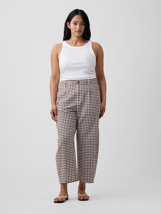 Image number 5 showing, High Rise Linen-Blend Barrel Pants
