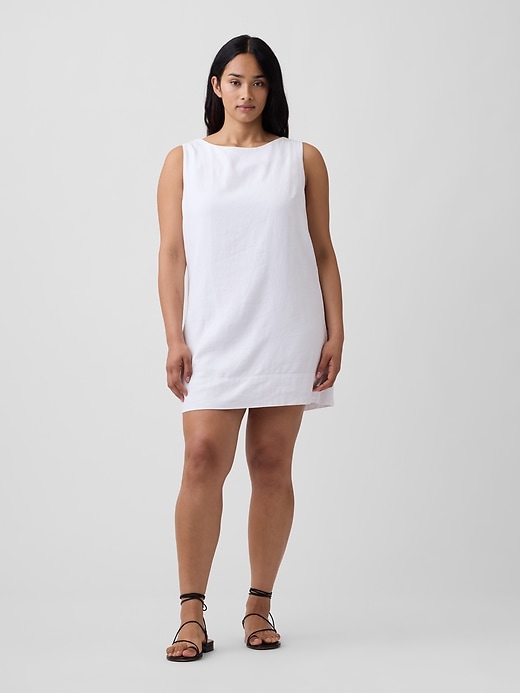 Image number 4 showing, Linen-Blend Apron Mini Dress