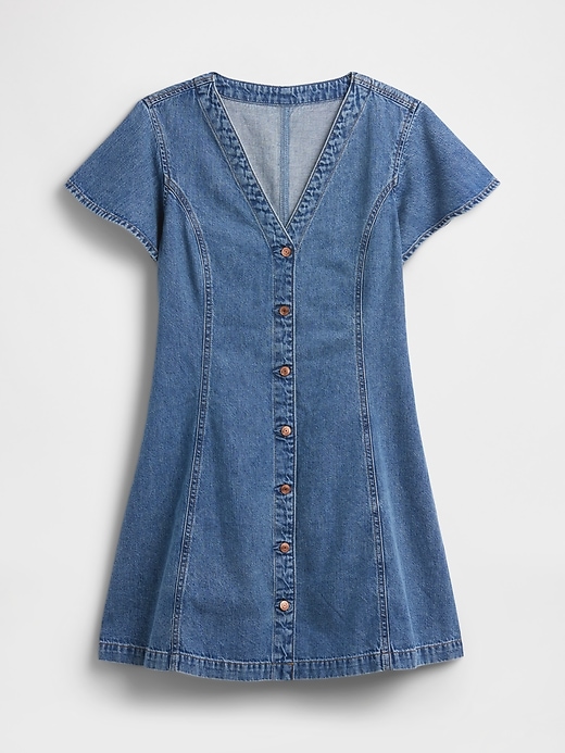 Image number 6 showing, Denim Flutter Sleeve Mini Dress