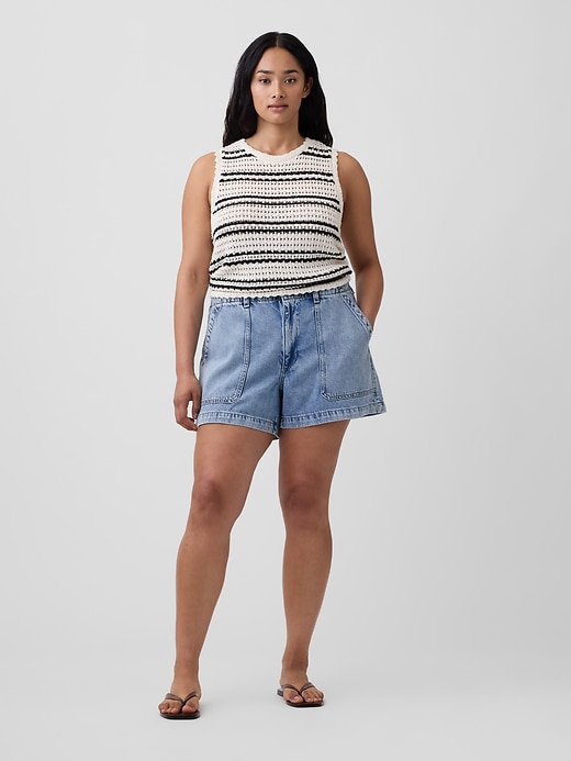 Image number 5 showing, 4" High Rise Soft Denim Utility Shorts