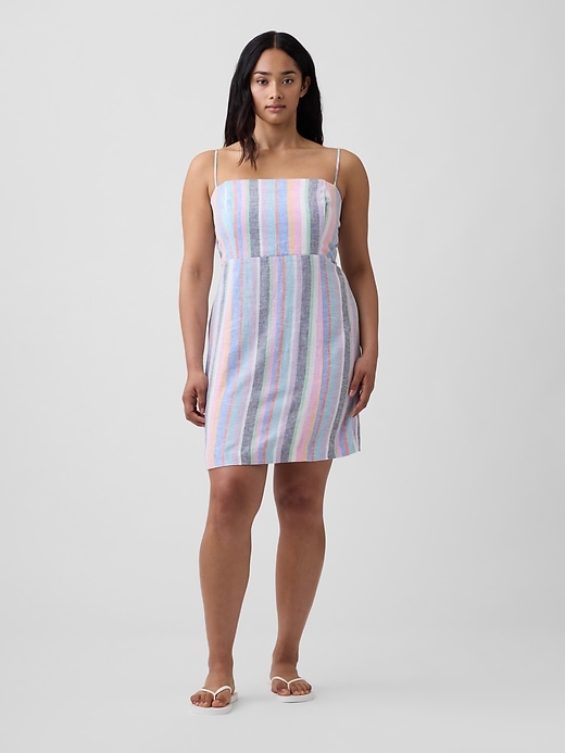 Image number 4 showing, Linen-Blend Squareneck Mini Dress