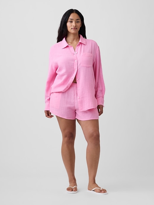 Image number 5 showing, 4" High Rise Relaxed Pull-On Gauze Shorts