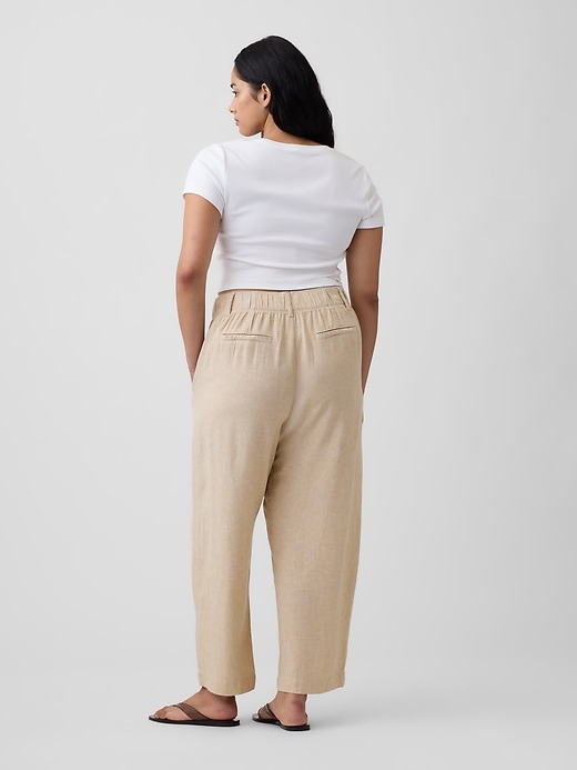 Image number 6 showing, High Rise Linen-Blend Barrel Pants
