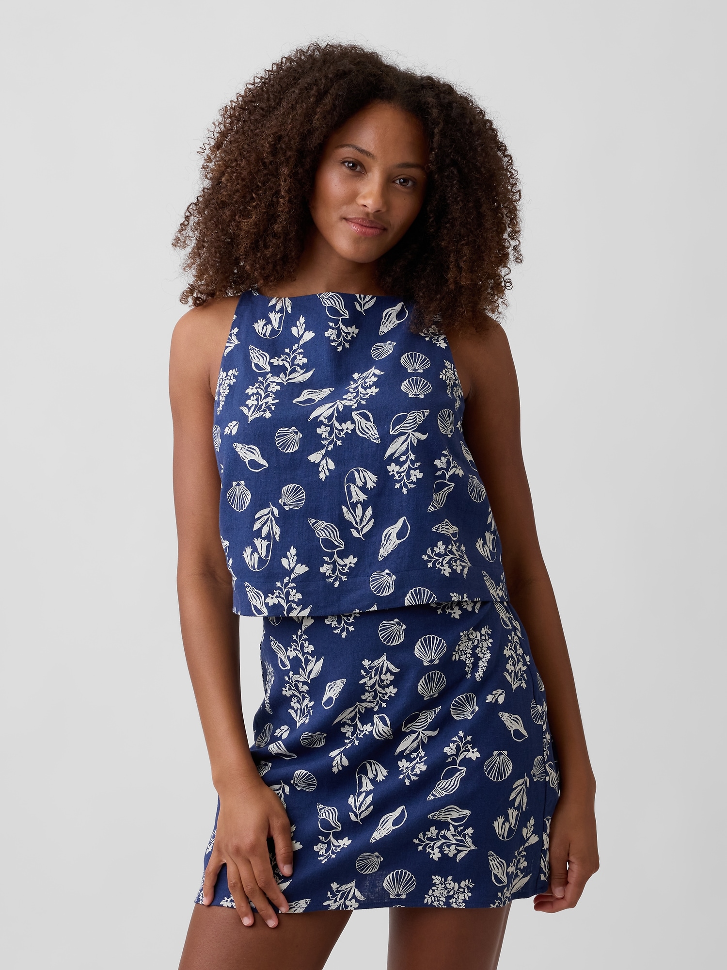 Linen-Blend Apron Top