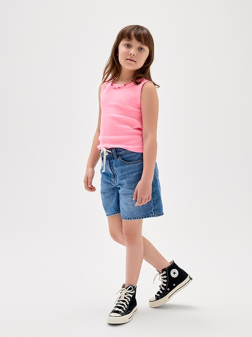 Image number 4 showing, Kids Mid Rise Drawstring Denim Shorts
