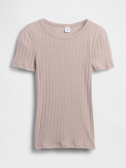 Image number 5 showing, Ribbed Pointelle Crewneck T-Shirt
