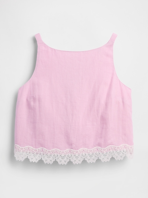 Image number 5 showing, Linen-Blend Lace-Hem Apron Top