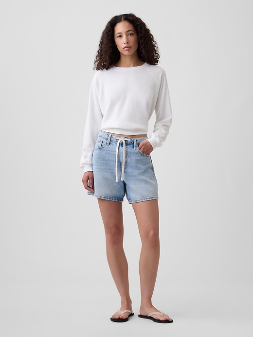 Image number 1 showing, SuperSoft Drawstring Denim Midi Shorts