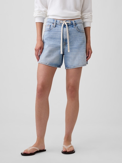Image number 2 showing, SuperSoft Drawstring Denim Midi Shorts