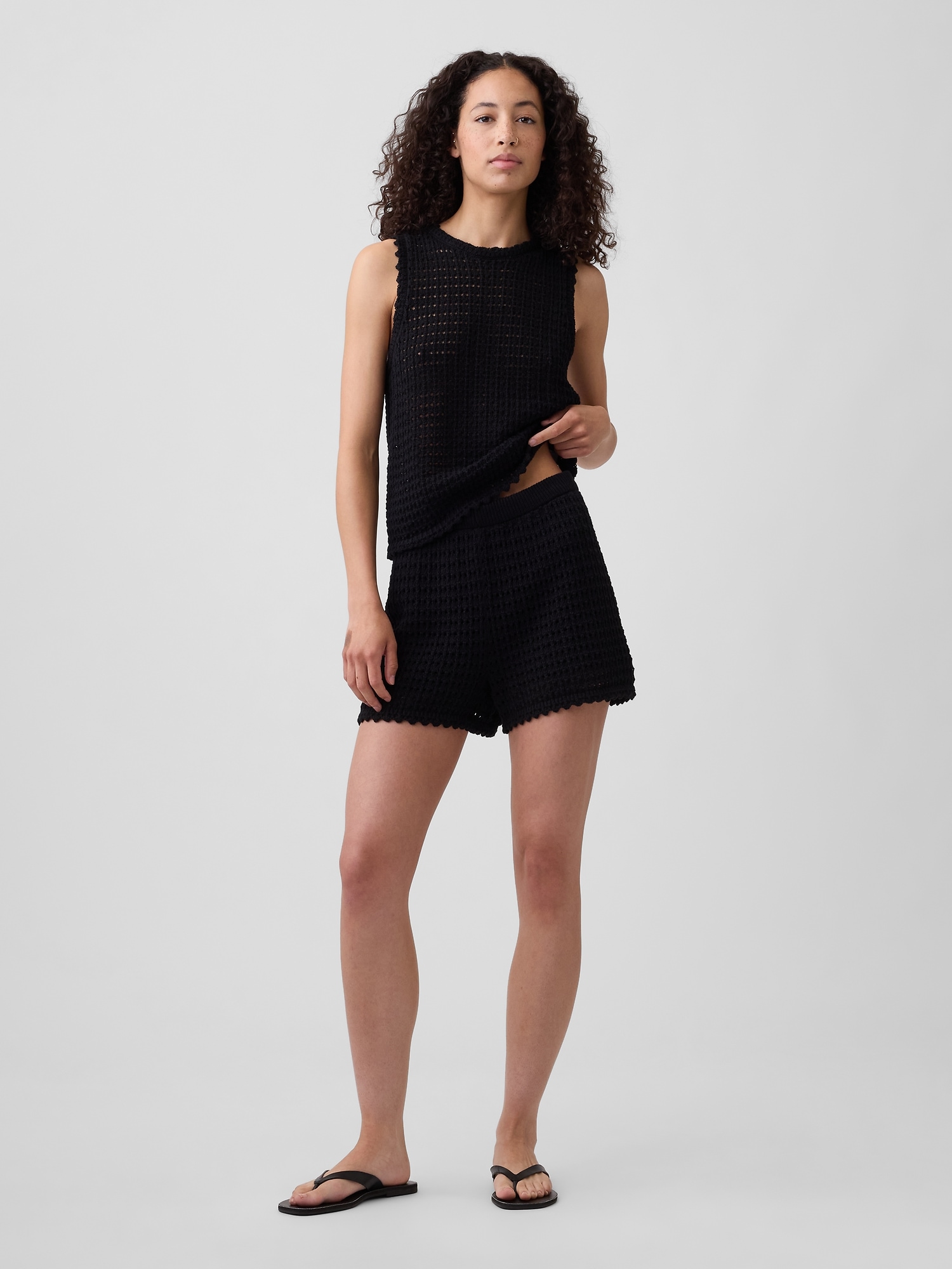 Relaxed Pull-On Crochet Sweater Shorts