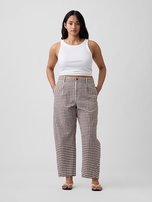 Image number 5 showing, High Rise Linen-Blend Barrel Pants