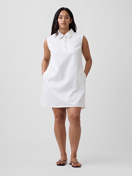 Gap Factory Women's Sleeveless Collared Denim Mini Dress Fresh White Size XXL