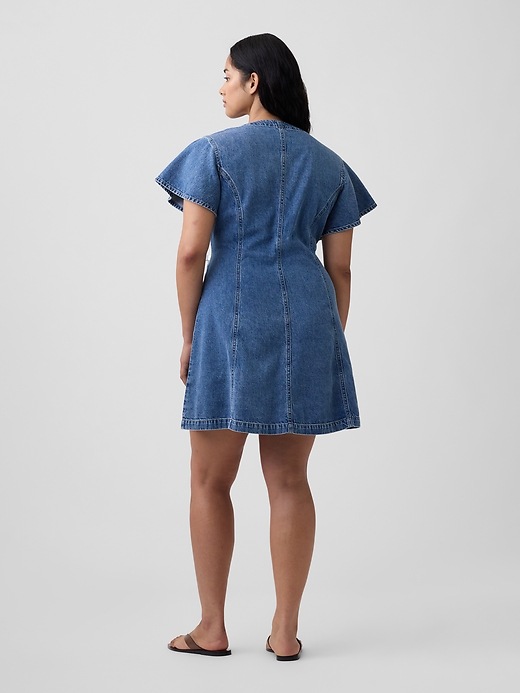 Image number 5 showing, Denim Flutter Sleeve Mini Dress
