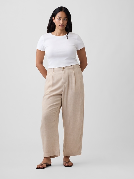 Image number 5 showing, High Rise Linen-Blend Barrel Pants