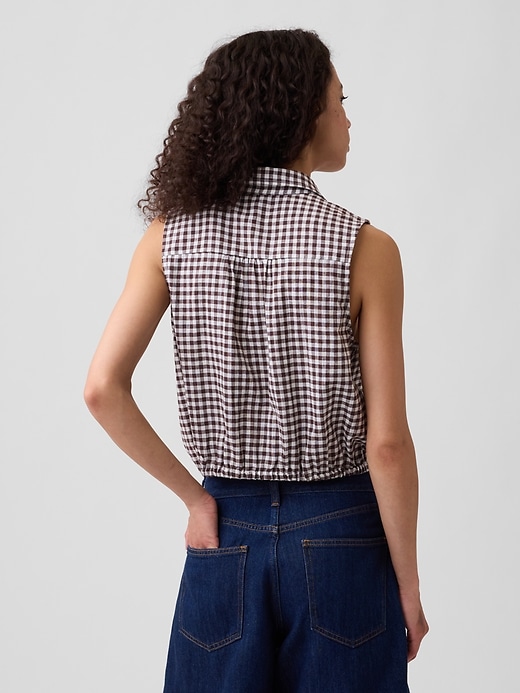 Image number 2 showing, Relaxed Sleeveless Tie-Front Shirt