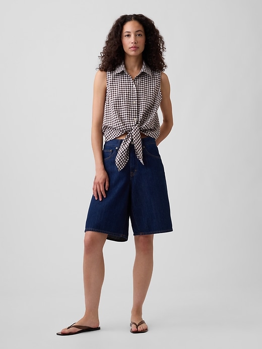 Image number 3 showing, Relaxed Sleeveless Tie-Front Shirt