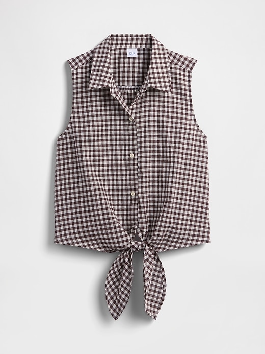 Image number 5 showing, Relaxed Sleeveless Tie-Front Shirt