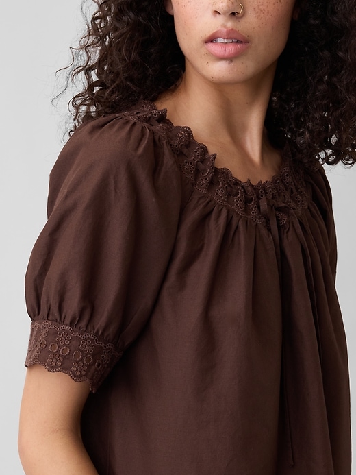 Relaxed Embroidered Tie-Front Top | Gap Factory