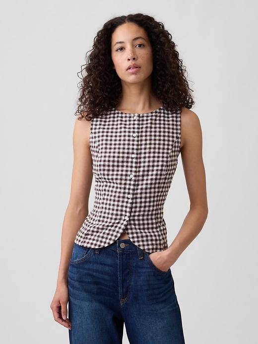 Image number 1 showing, Boatneck Button-Up Top