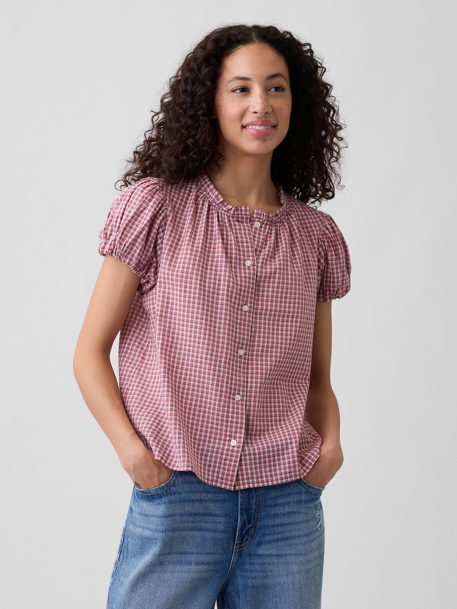 Print Puff Sleeve Top