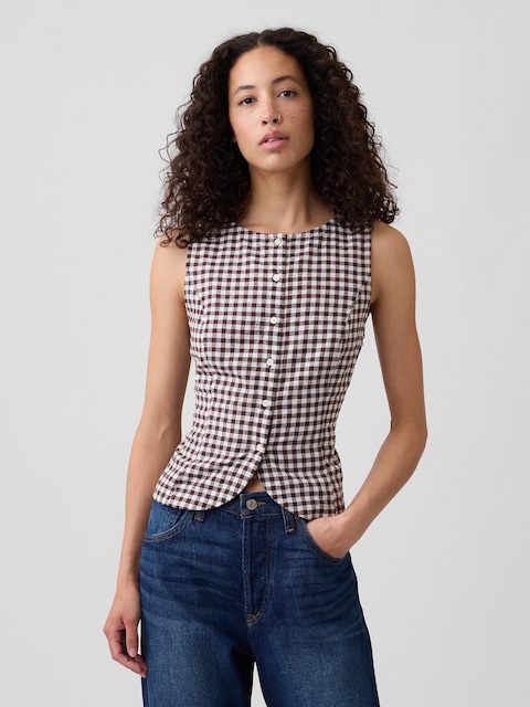 Boatneck Button-Up Top