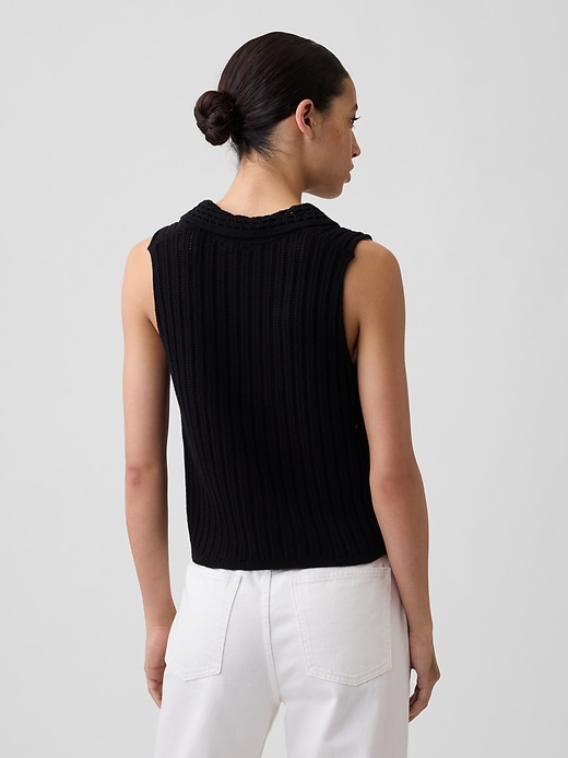 Image number 2 showing, Sleeveless Crochet Collared Top