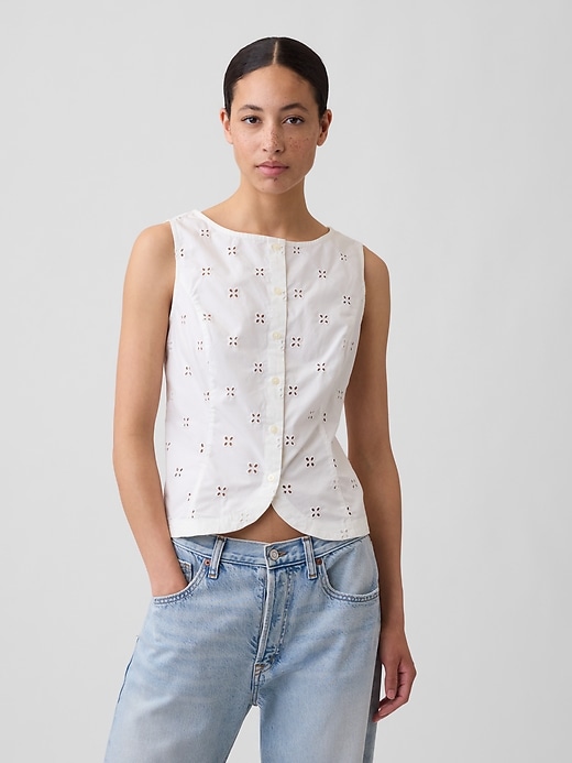 Image number 1 showing, Boatneck Button-Up Top