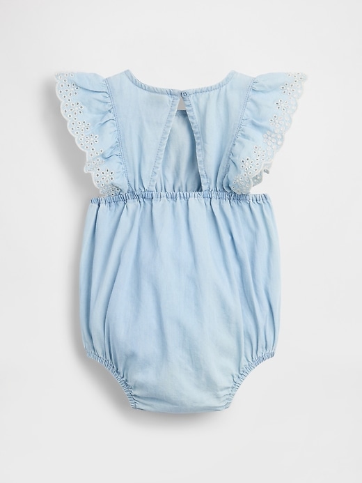 Image number 3 showing, Baby Eyelet Chambray Romper