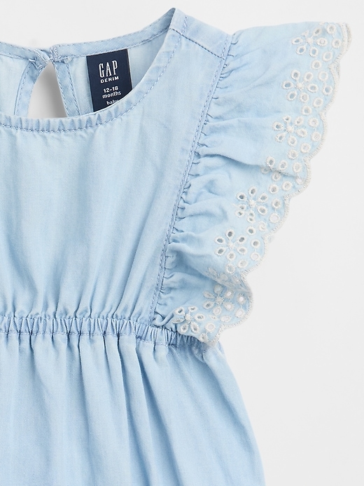 Image number 2 showing, Baby Eyelet Chambray Romper
