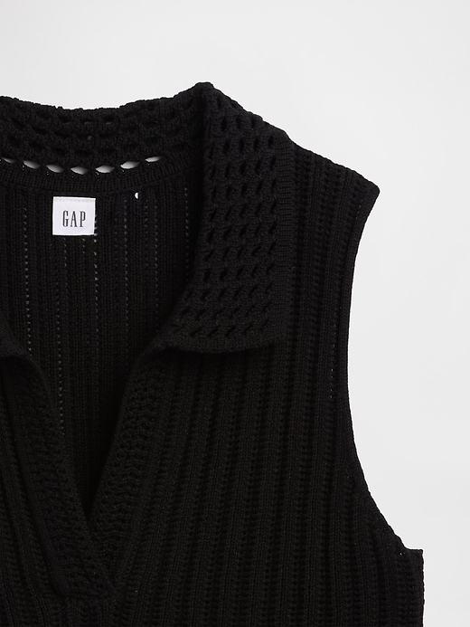 Image number 4 showing, Sleeveless Crochet Collared Top