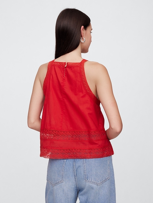 Relaxed Lace-Trim High-Neck Top | Gap Factory
