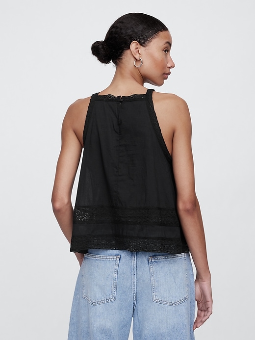 Image number 2 showing, Relaxed Lace-Trim High-Neck Top