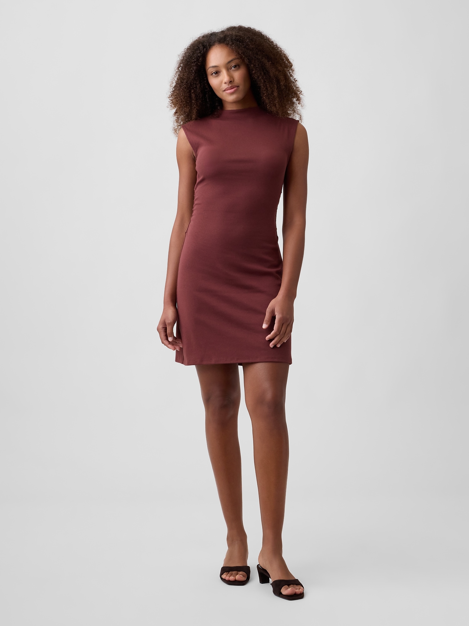 Modern Ribbed Ruched Mini Dress