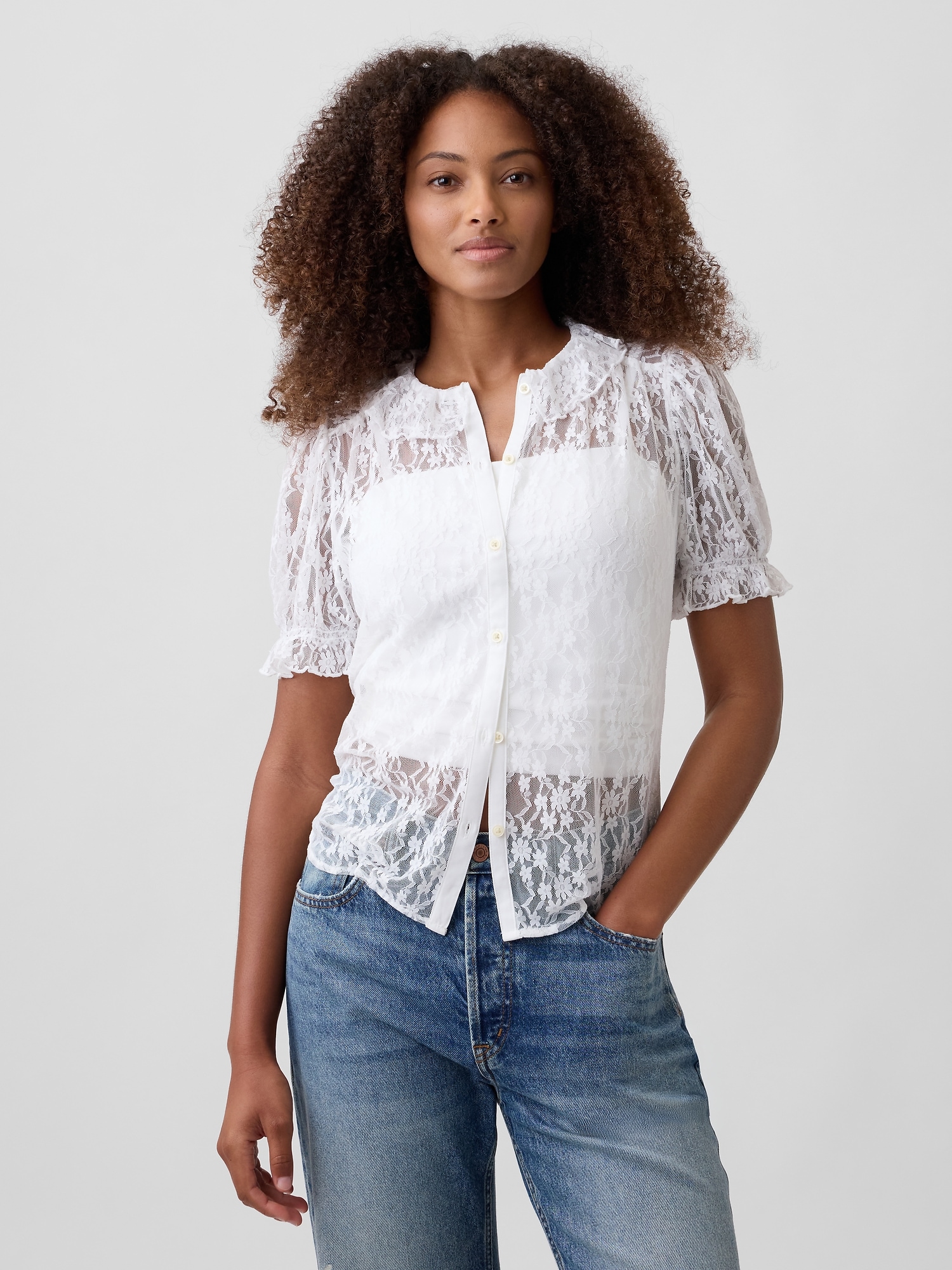 Relaxed Lace Ruffle Top