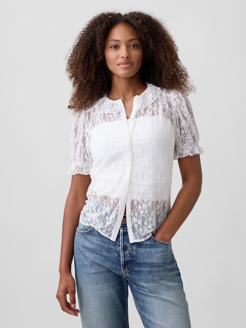 Relaxed Lace Ruffle Top