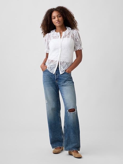 Relaxed Lace Ruffle Top | Gap Factory