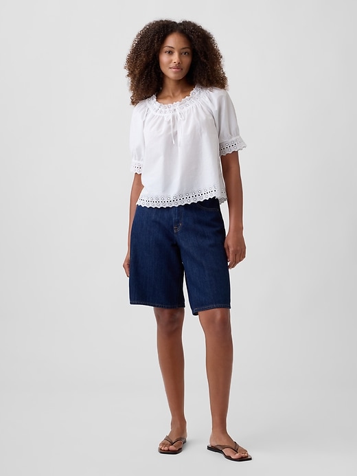Image number 3 showing, Relaxed Embroidered Tie-Front Top
